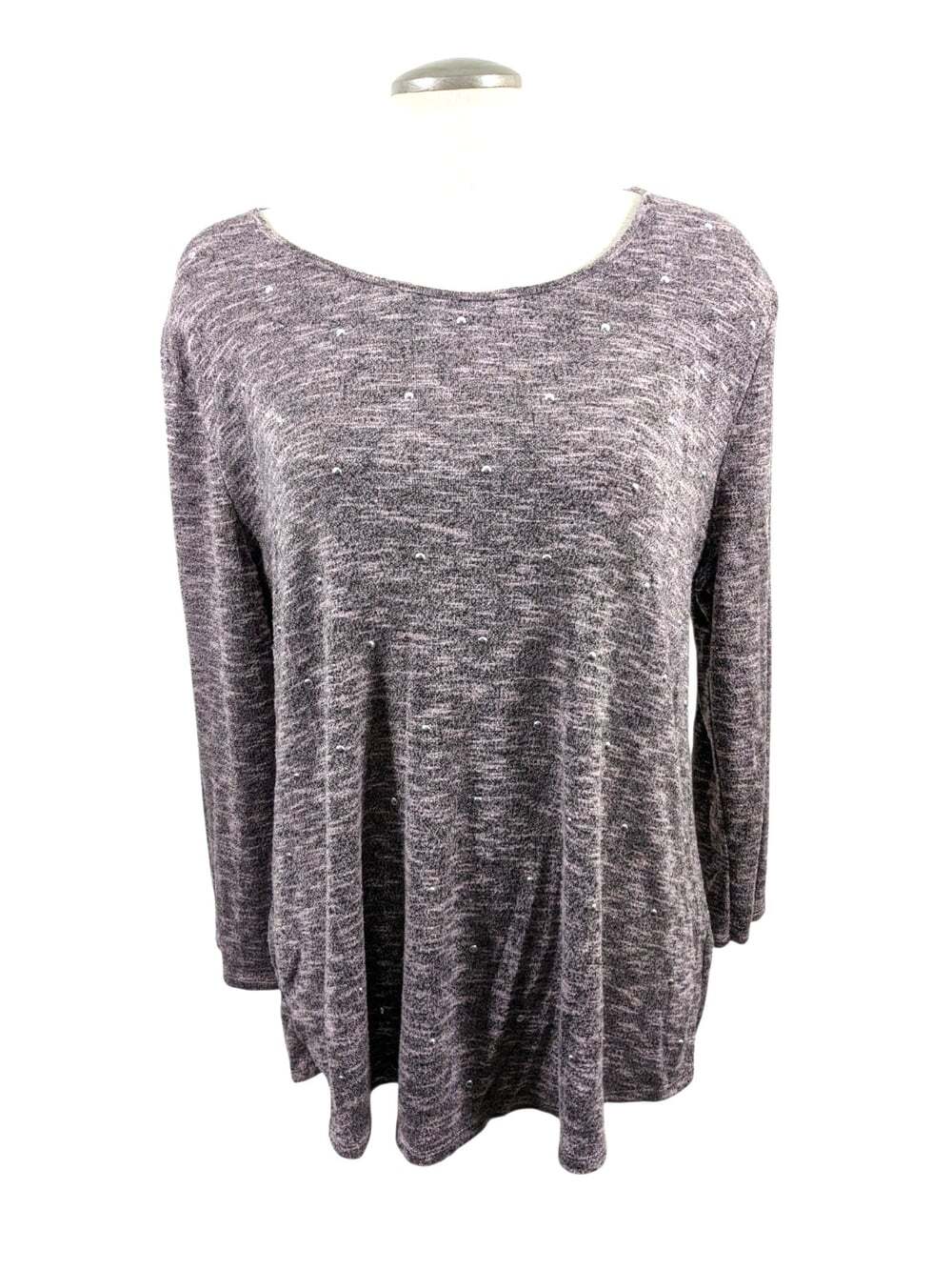 Juicy Couture Womens Sweater Thin Knit Heathered Pink Studded XXL Grunge Glam